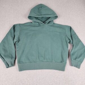 A New Day Cropped Hoodie Womens S Green Fleece Relaxed Fit Pullover Sweatshirt